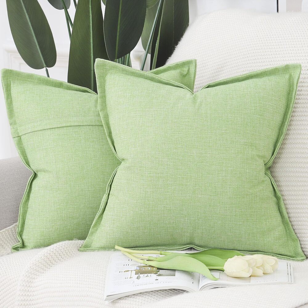 4575 Set of 2 Linen Throw Pillow Covers with Broad Edge Soft Boho